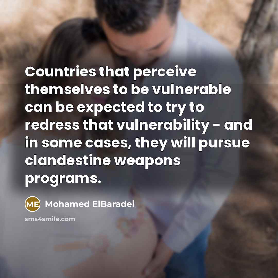 “Countries that perceive themselves to be vulnerable can be expected…” quote by Mohamed ElBaradei