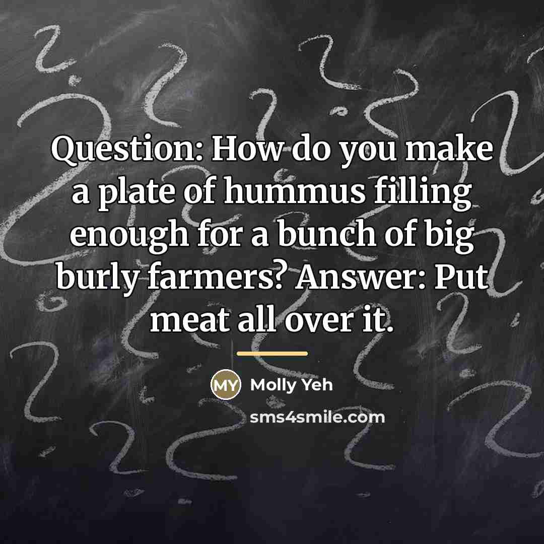“Question: How do you make a plate of hummus filling…” quote by Molly Yeh