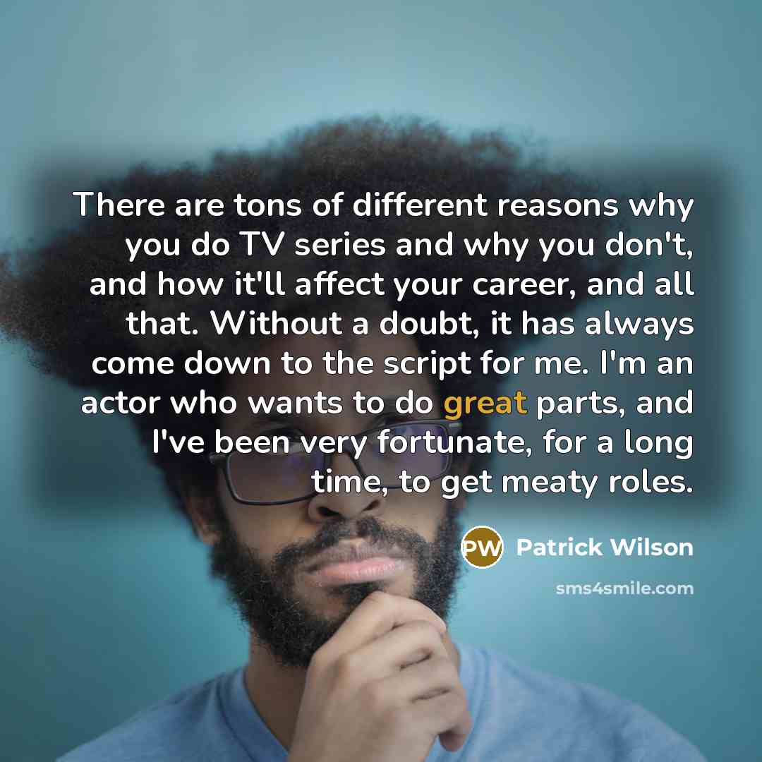 “There are tons of different reasons why you do TV…” quote by Patrick Wilson