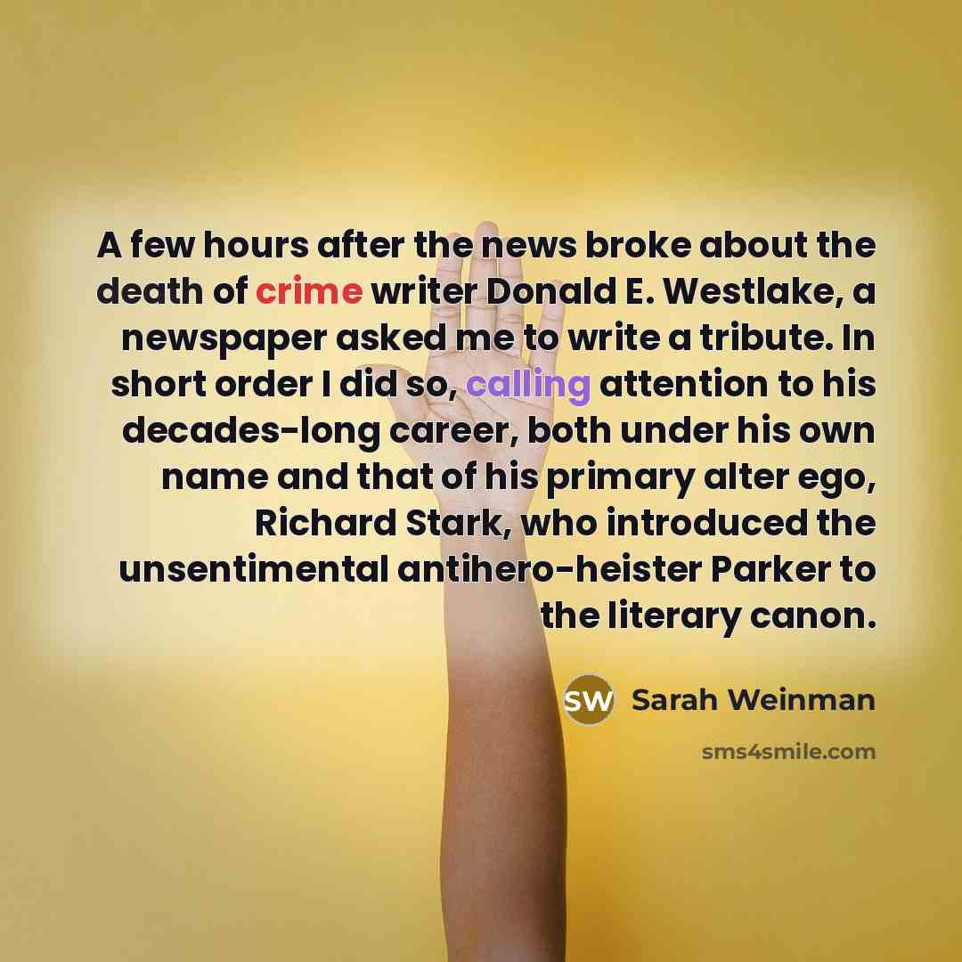 “A few hours after the news broke about the death…” quote by Sarah Weinman