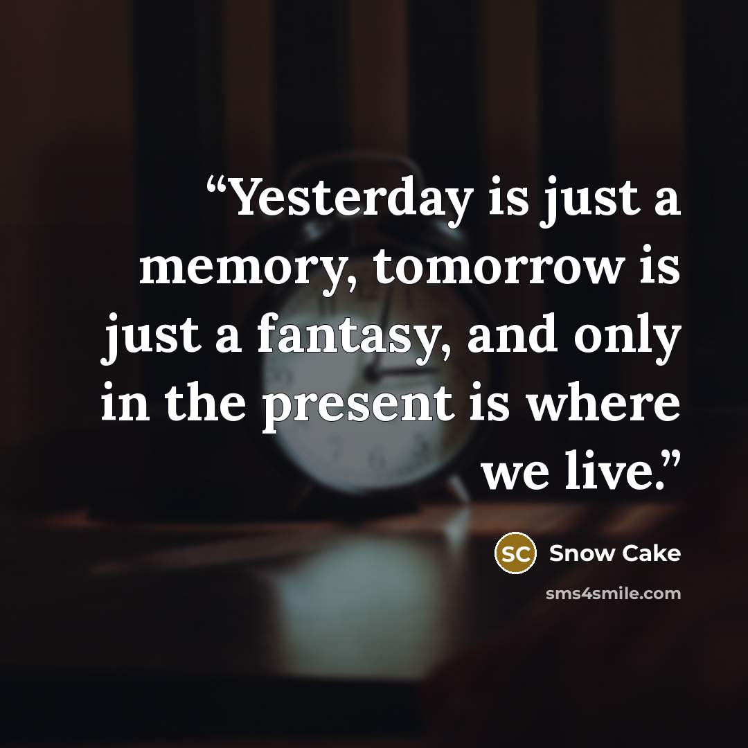 “Yesterday is just a memory, tomorrow is just a fantasy, and only in the present is where we live.” quote by Snow Cake