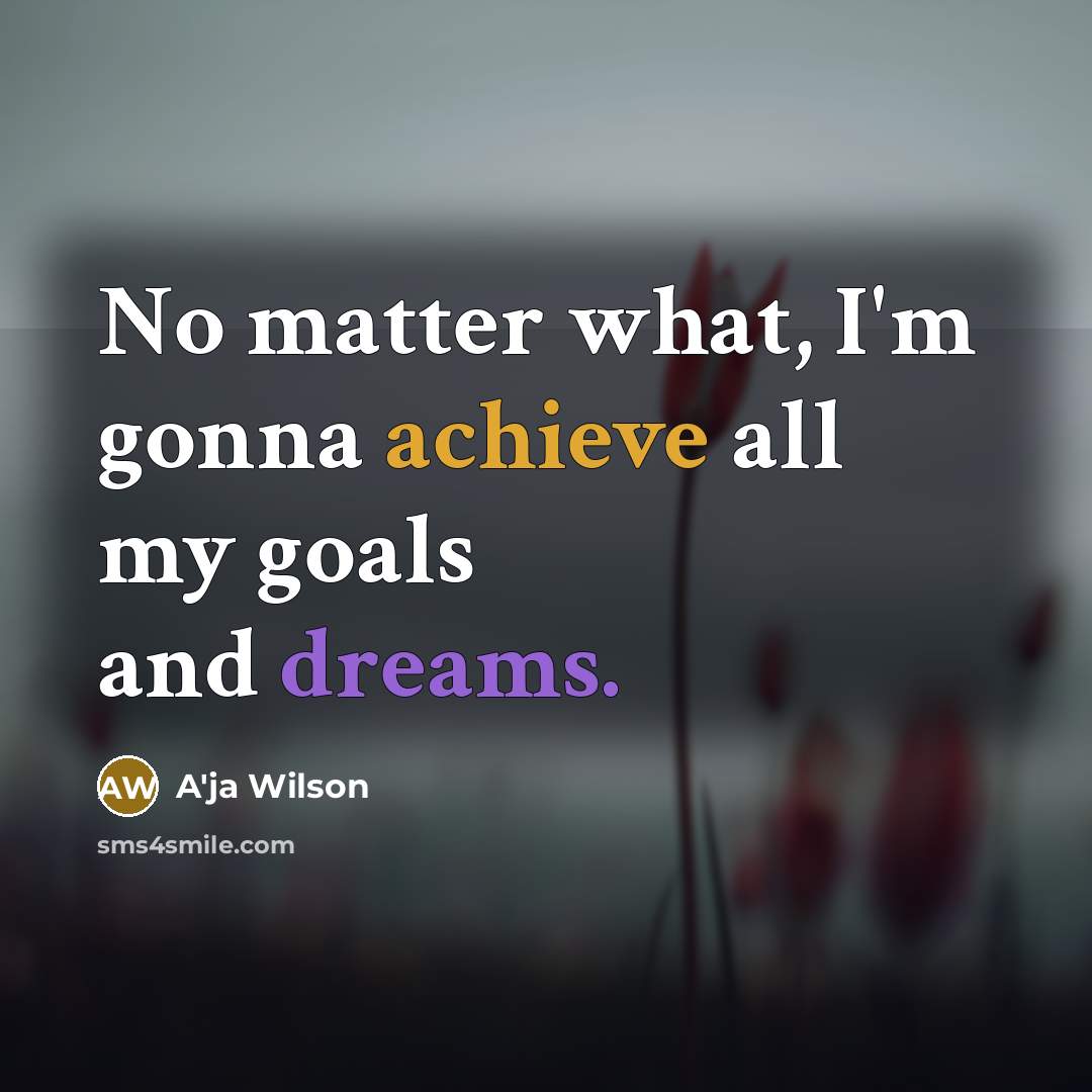 “No matter what, I'm gonna achieve all my goals and…” quote by A'ja Wilson