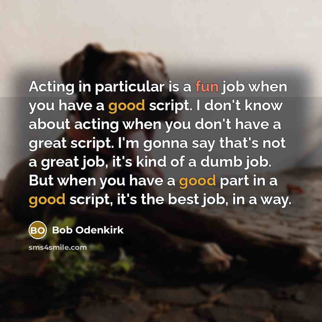 “Acting in particular is a fun job when you have…” quote by Bob Odenkirk