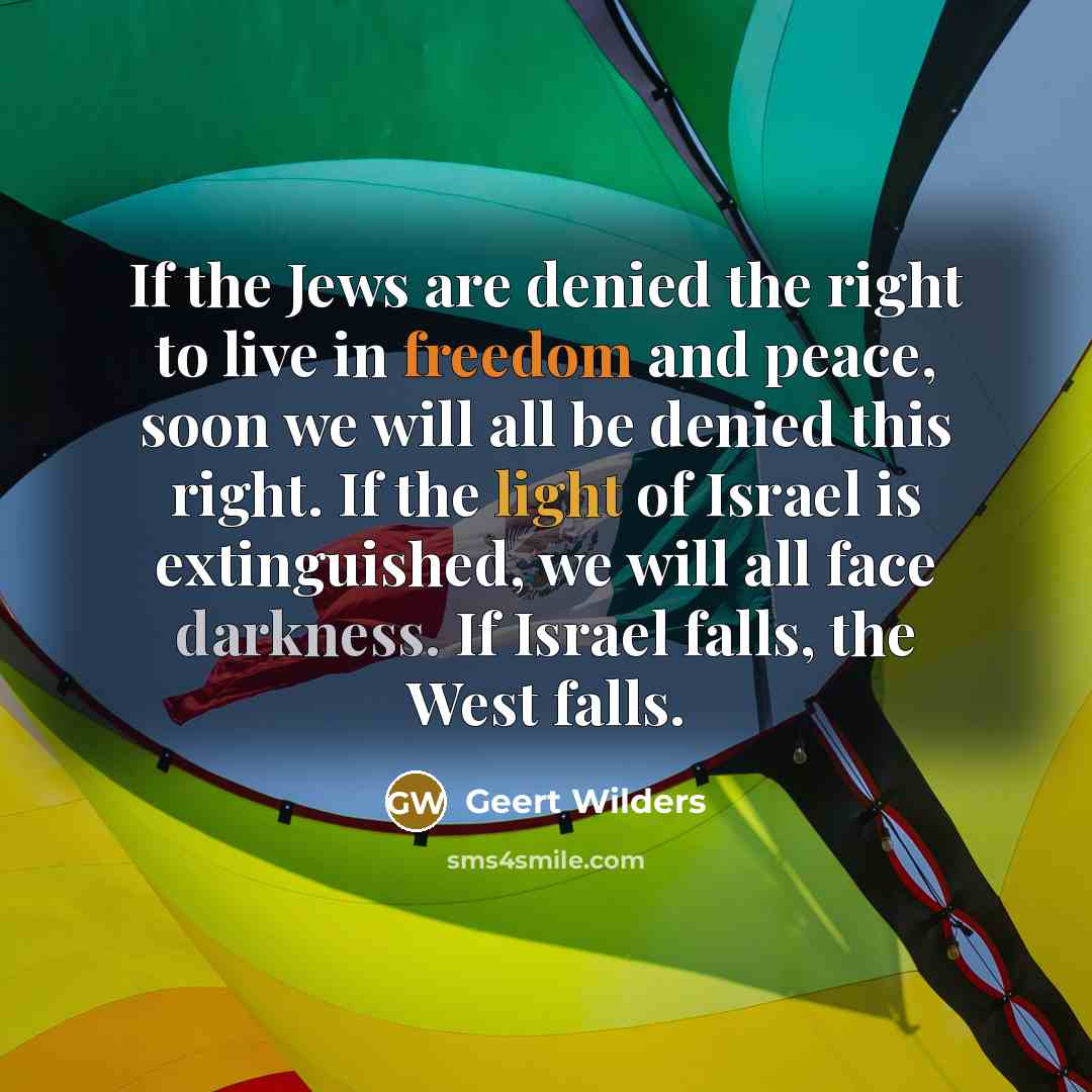“If the Jews are denied the right to live in…” quote by Geert Wilders