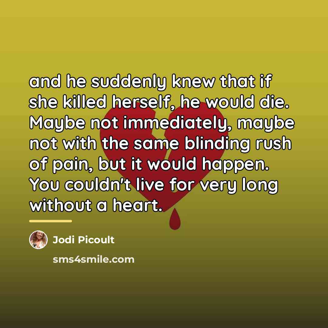 “and he suddenly knew that if she killed herself, he…” quote by Jodi Picoult