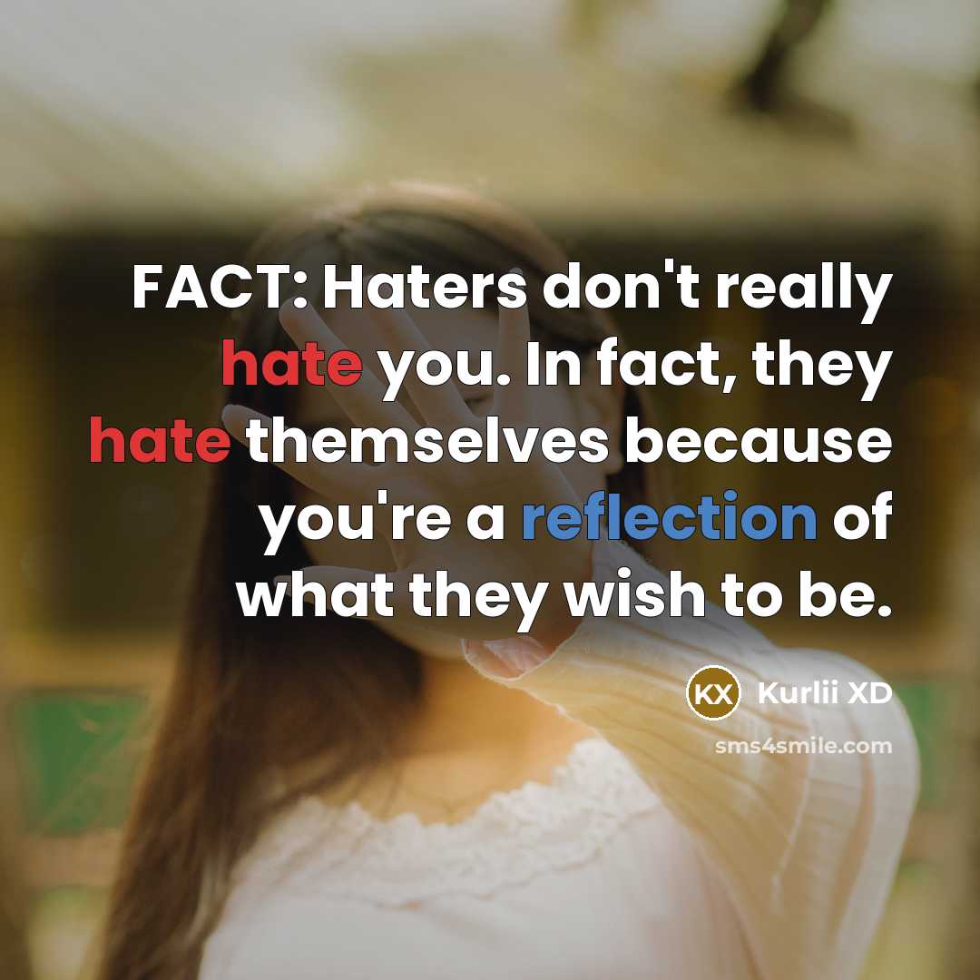 “FACT: Haters don't really hate you. In fact, they hate…” quote by Kurlii XD