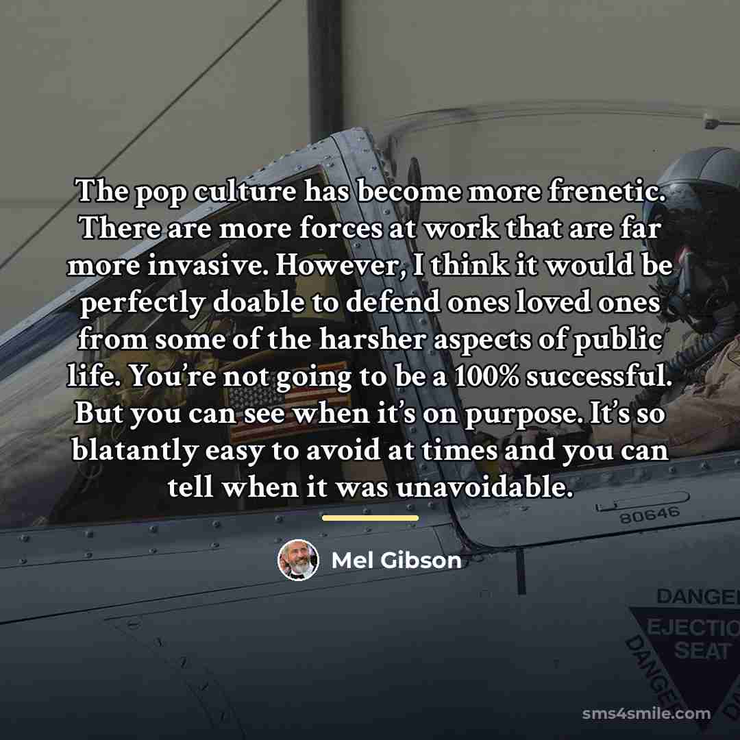 “The pop culture has become more frenetic. There are more…” quote by Mel Gibson