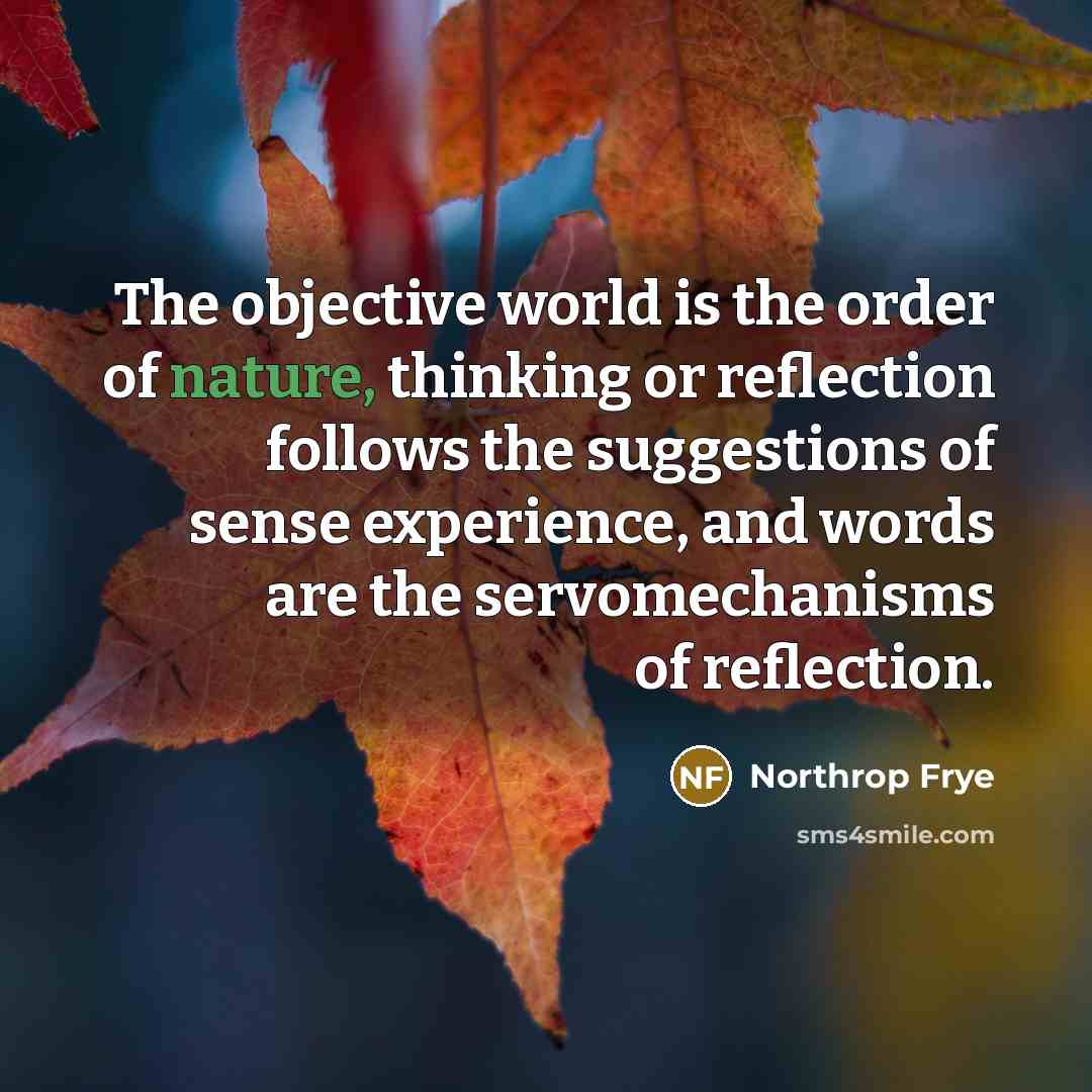 “The objective world is the order of nature, thinking or…” quote by Northrop Frye