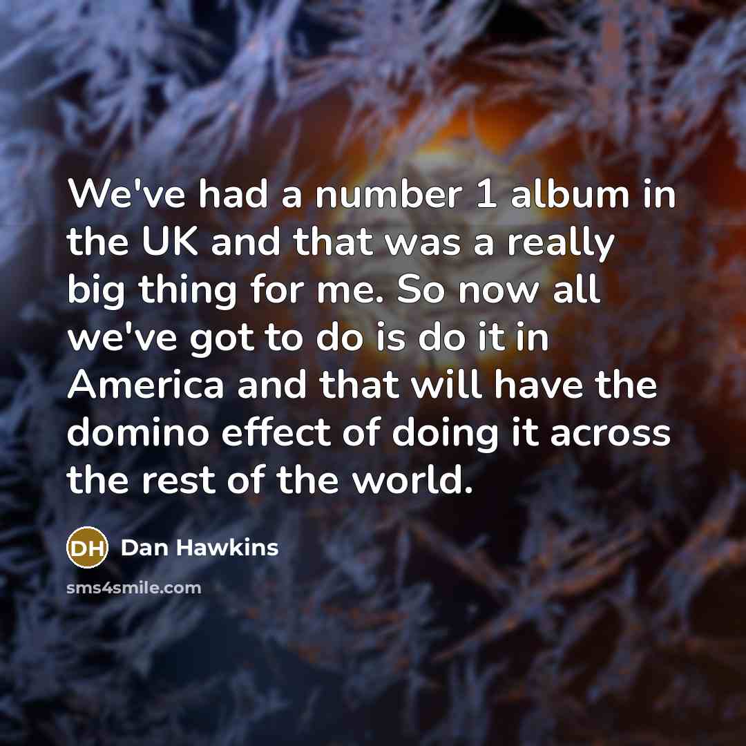 “We've had a number 1 album in the UK and…” quote by Dan Hawkins