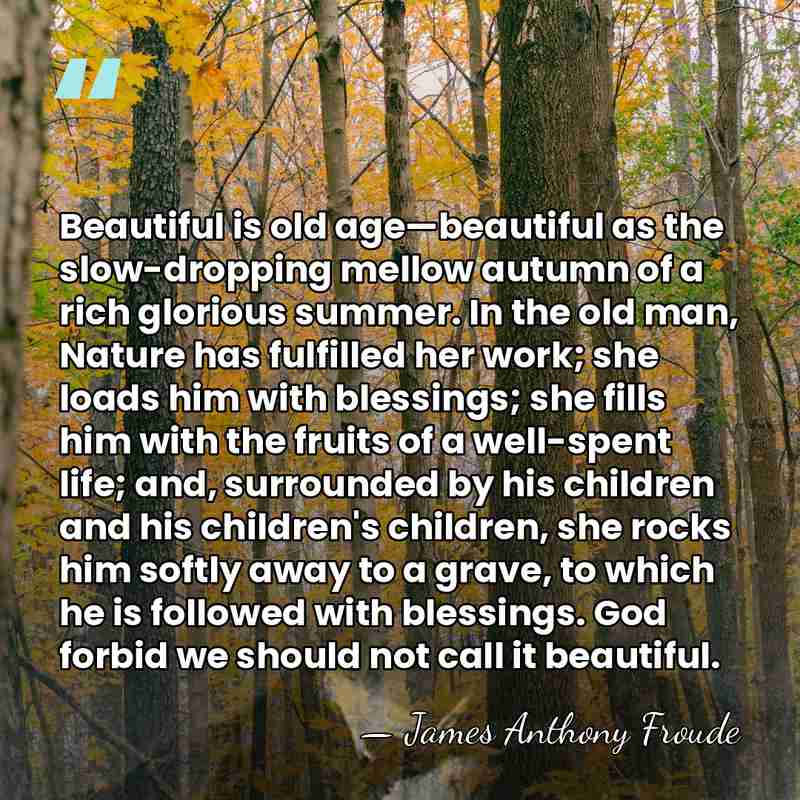 Beautiful is old age—beautiful as the slow-dropping mellow autumn of a rich&hellip; - James Anthony Froude
