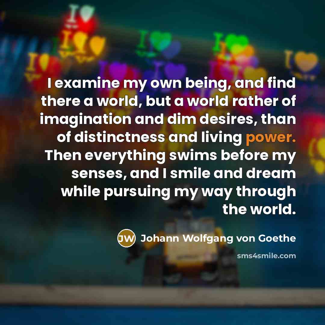 “I examine my own being, and find there a world,…” quote by Johann Wolfgang von Goethe