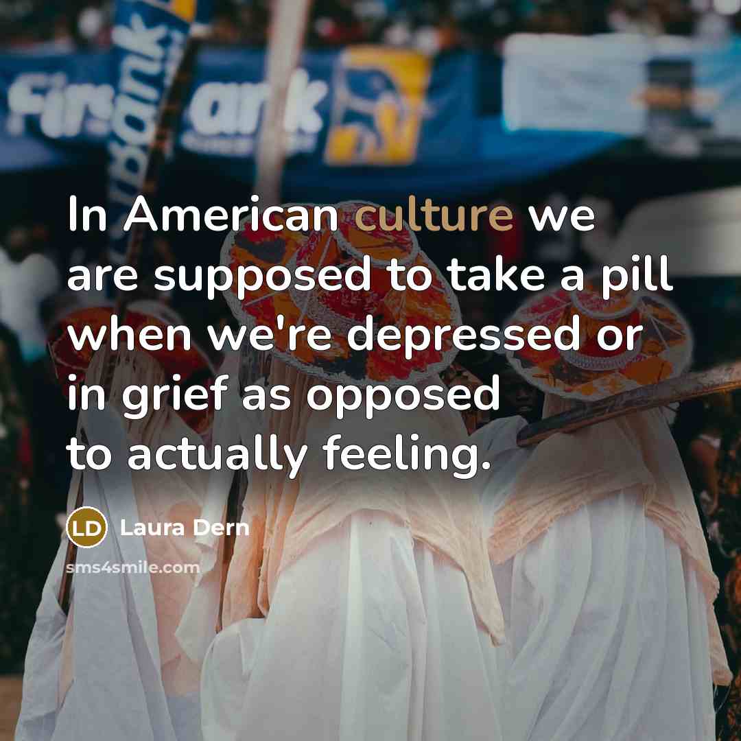 “In American culture we are supposed to take a pill…” quote by Laura Dern