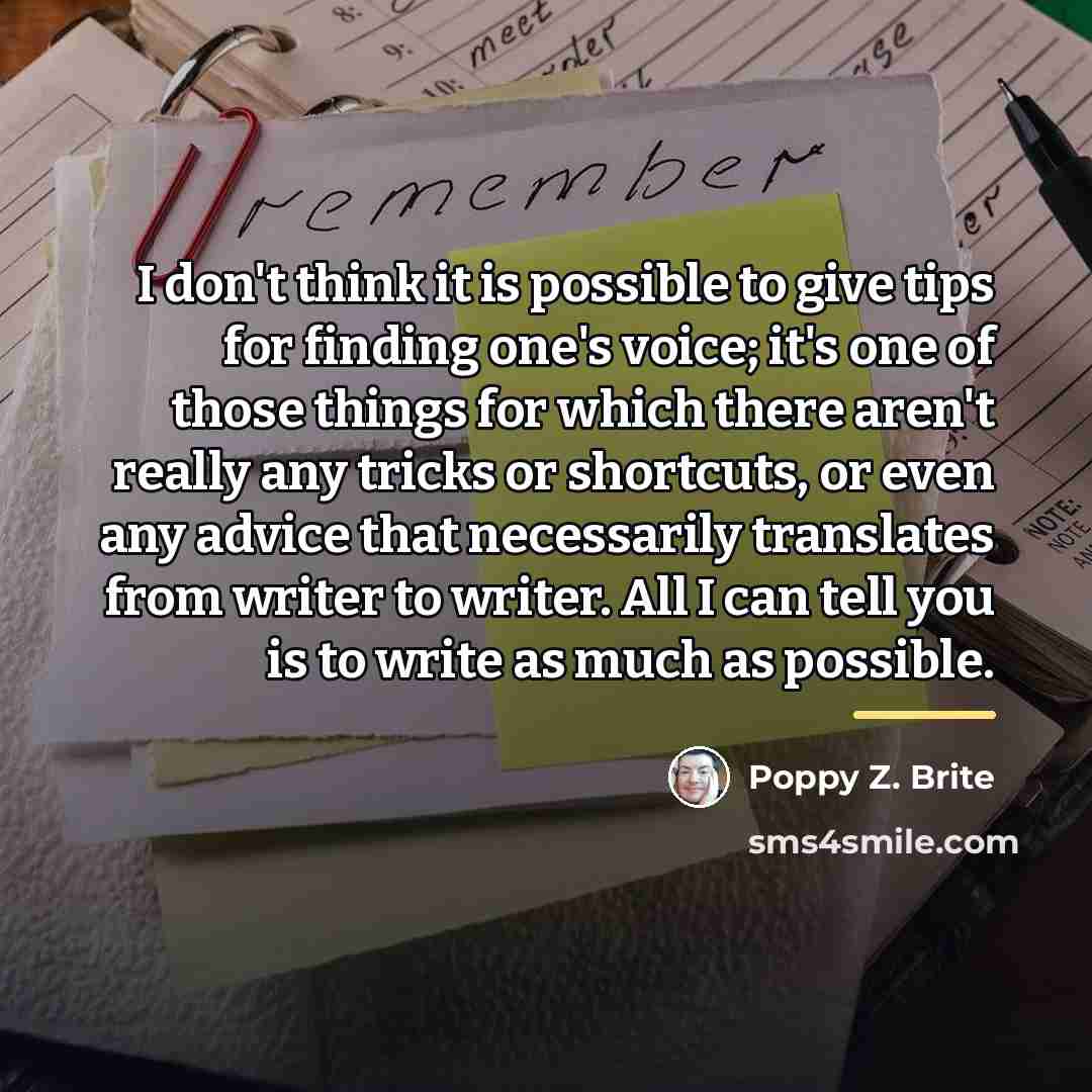 “I don't think it is possible to give tips for…” quote by Poppy Z. Brite