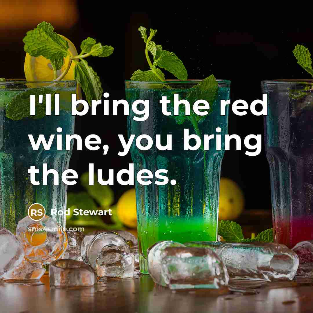 “I'll bring the red wine, you bring the ludes.…” quote by Rod Stewart