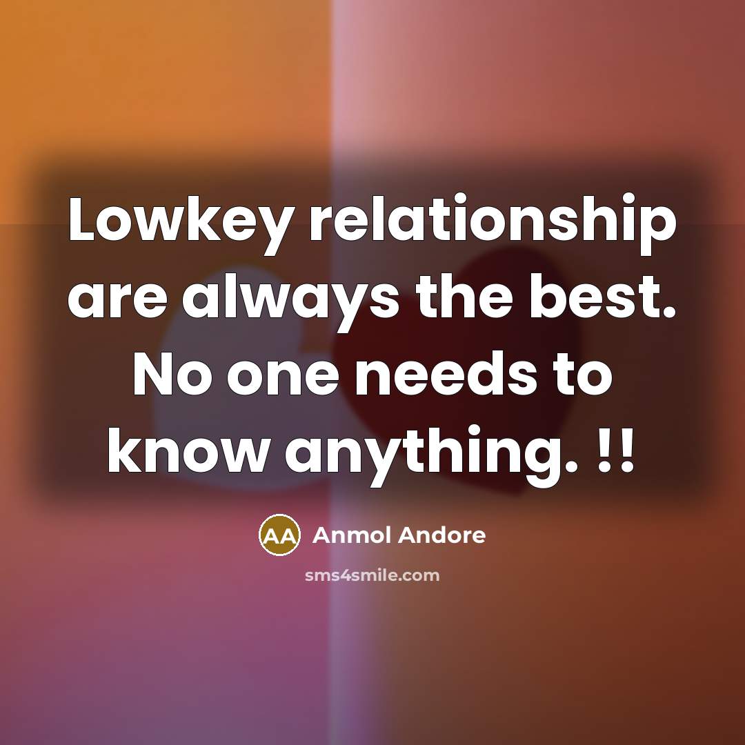 “Lowkey relationship are always the best. No one needs to…” quote by Anmol Andore