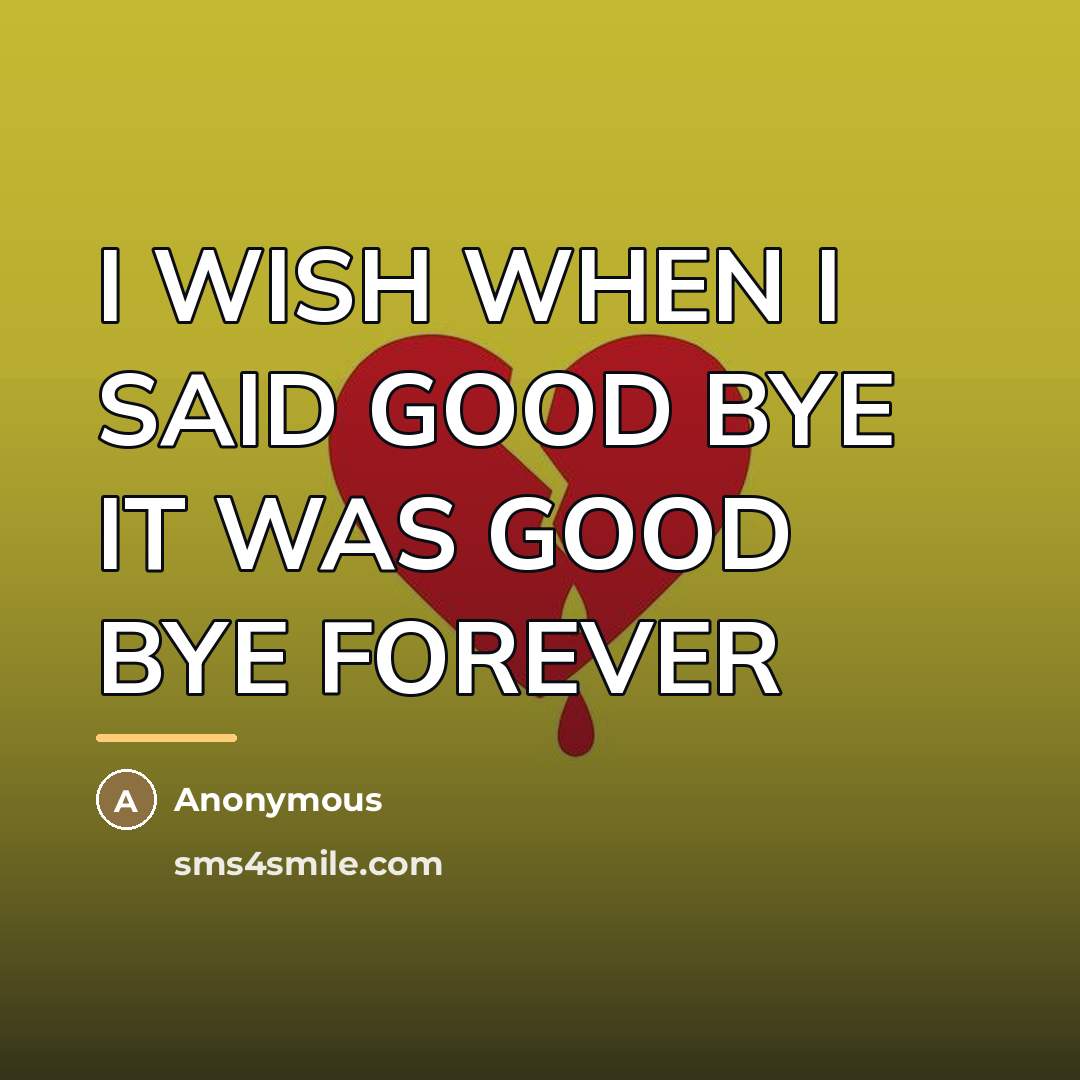 “I WISH WHEN I SAID GOOD BYE IT WAS GOOD…” quote by Anonymous