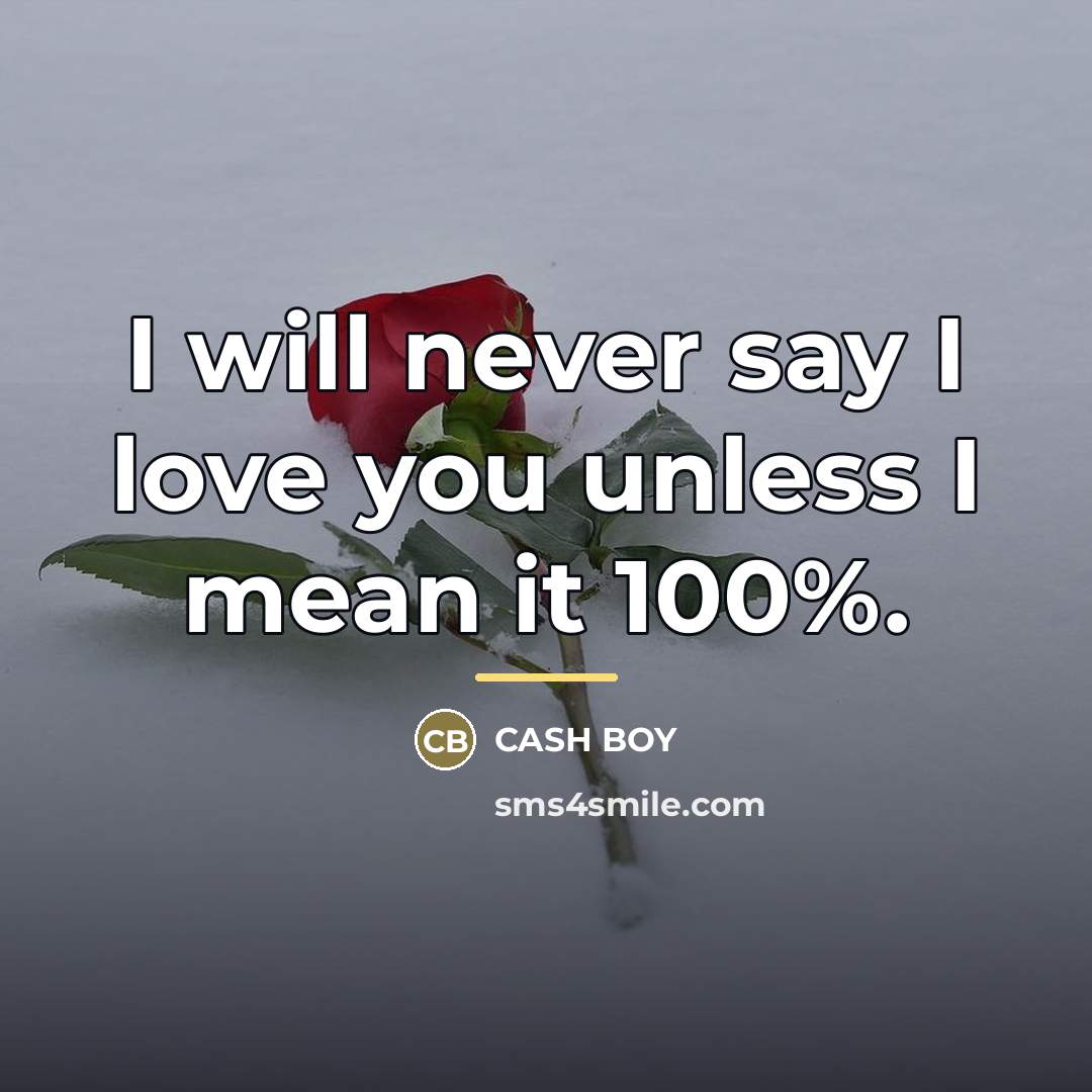 “I will never say I love you unless I mean…” quote by Cash Boy