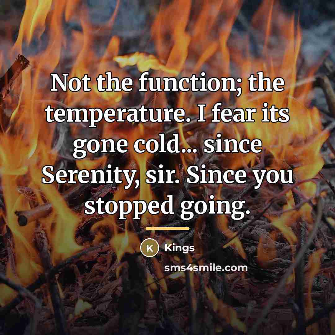 “Not the function; the temperature. I fear its gone cold...…” quote by Kings