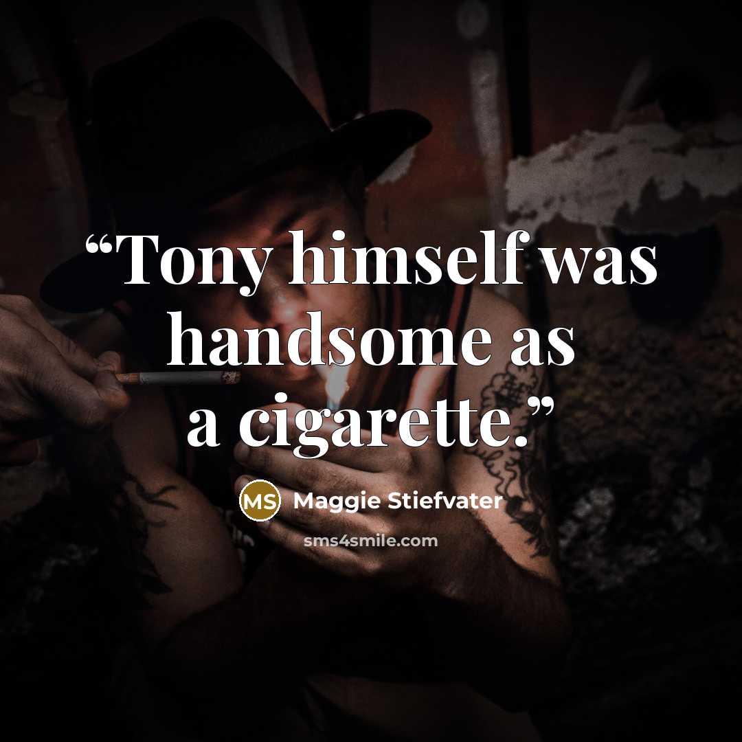 “Tony himself was handsome as a cigarette.” quote by Maggie Stiefvater