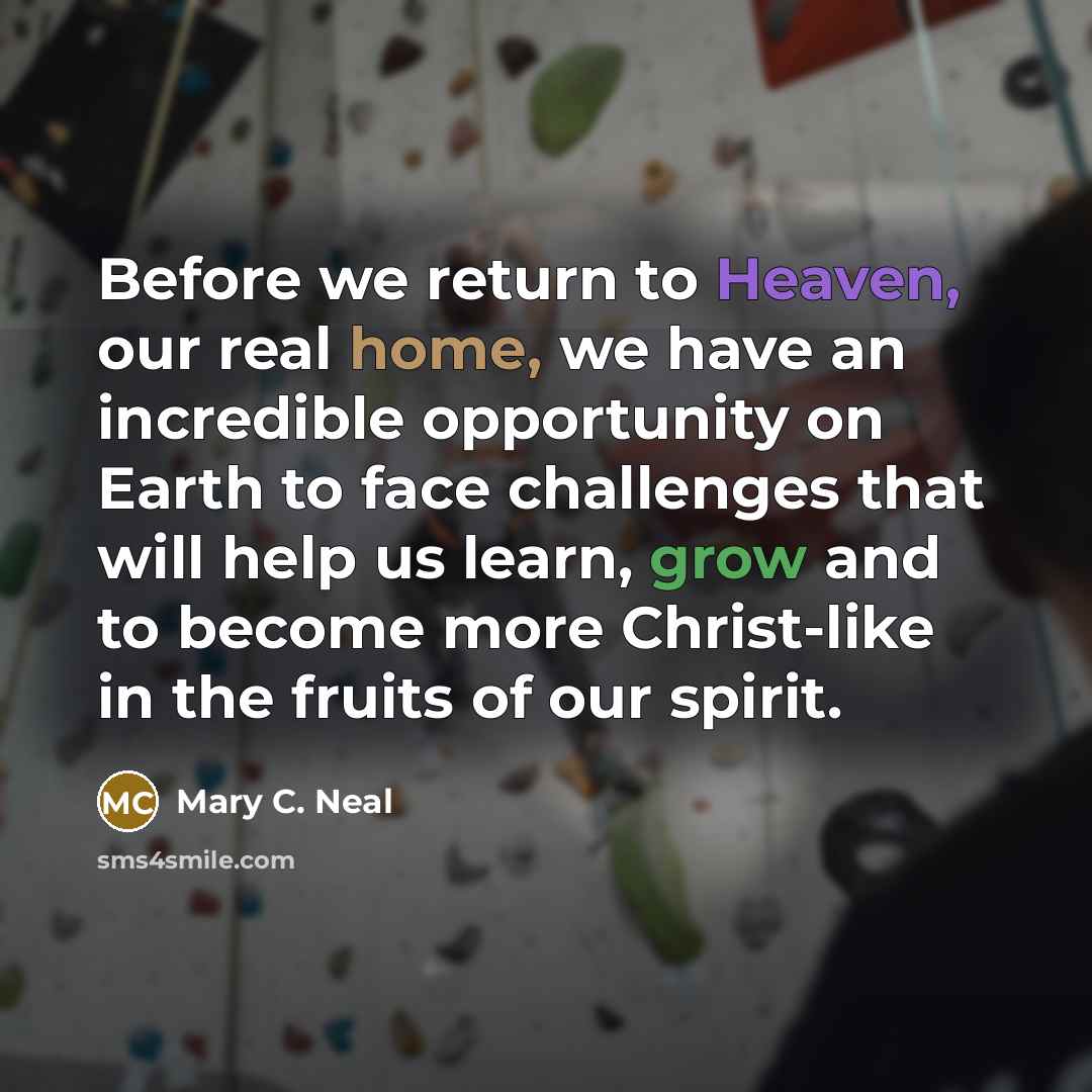 “Before we return to Heaven, our real home, we have…” quote by Mary C. Neal