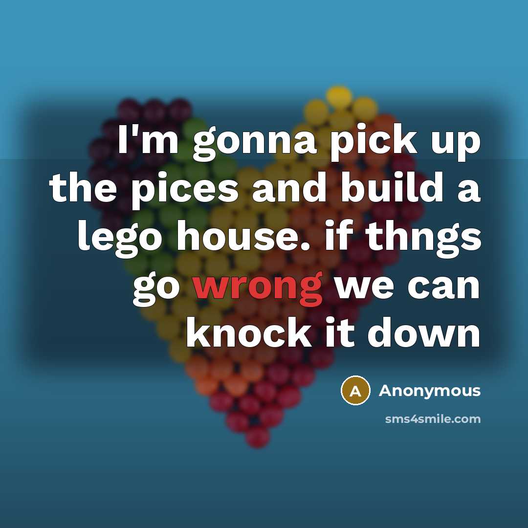 “I'm gonna pick up the pices and build a lego…” quote by Anonymous