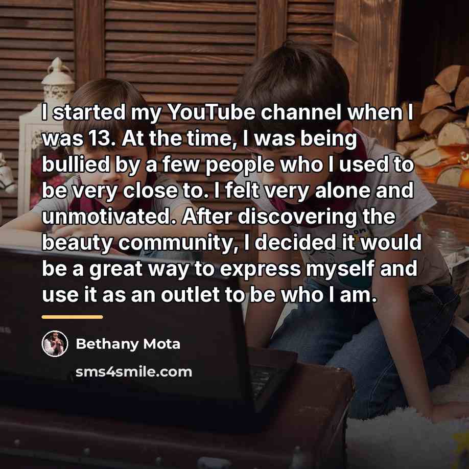 “I started my YouTube channel when I was 13. At…” quote by Bethany Mota