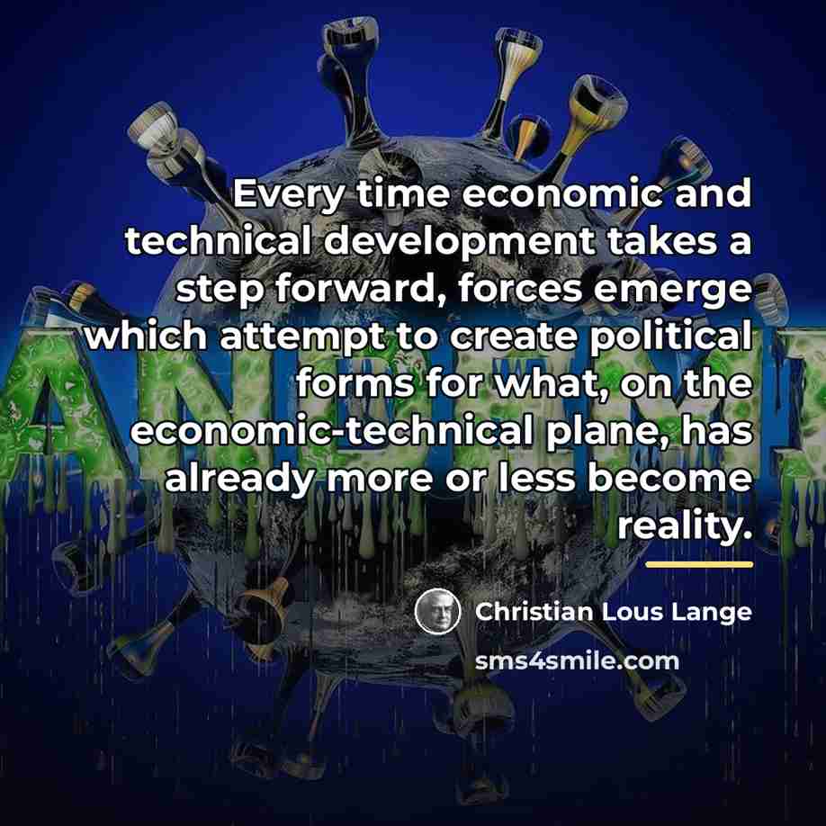 “Every time economic and technical development takes a step forward,…” quote by Christian Lous Lange
