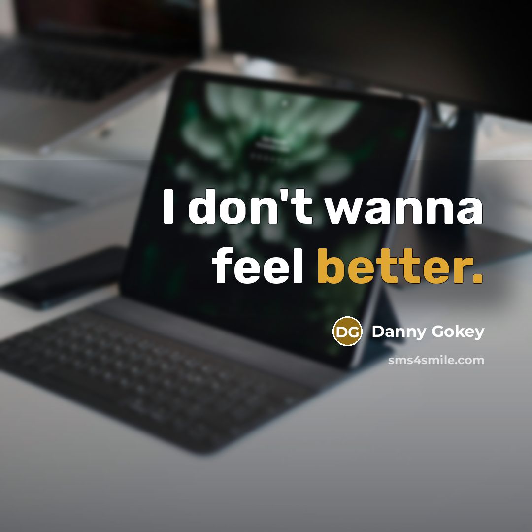 “I don't wanna feel better.” quote by Danny Gokey