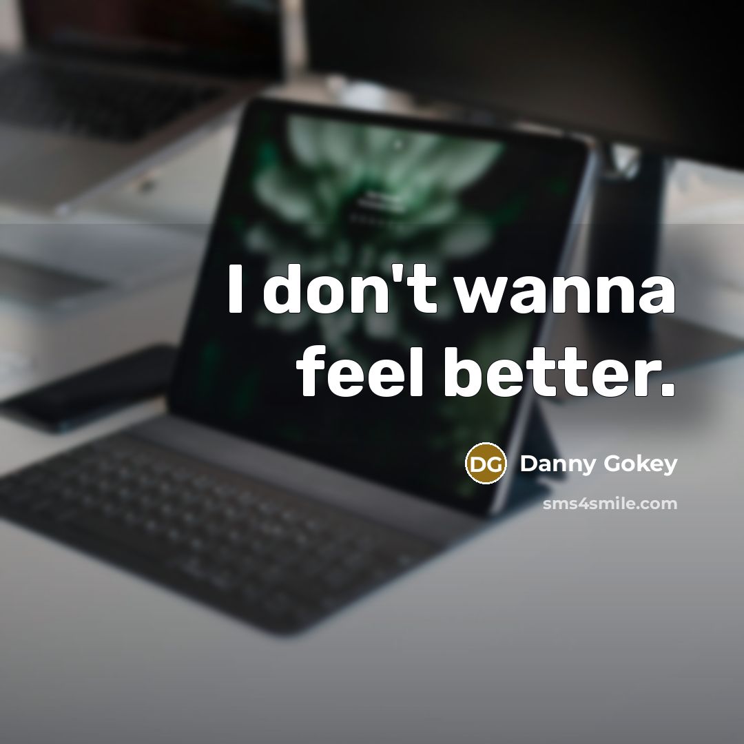 “I don't wanna feel better.…” quote by Danny Gokey