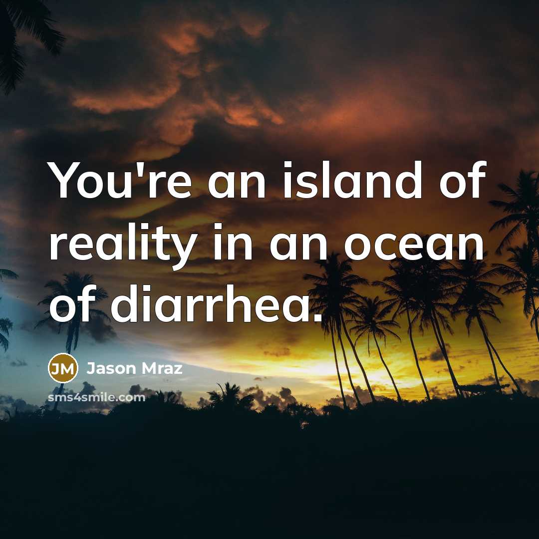 “You're an island of reality in an ocean of diarrhea.…” quote by Jason Mraz