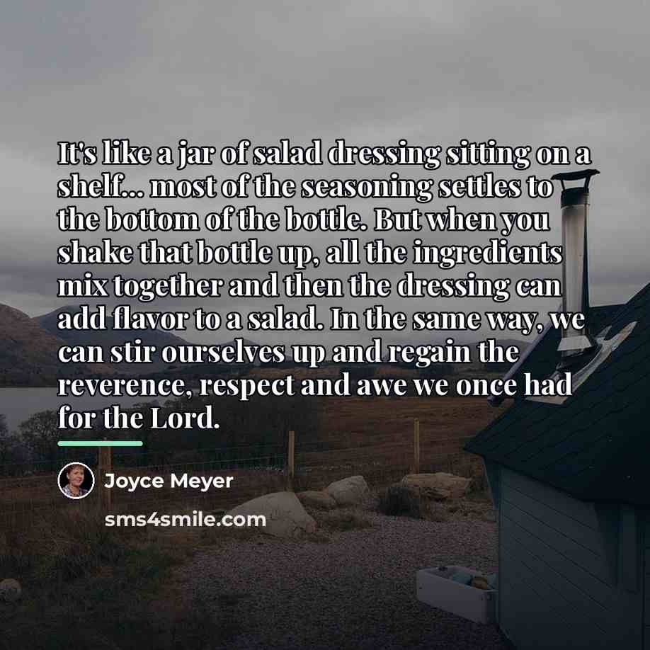 “It's like a jar of salad dressing sitting on a…” quote by Joyce Meyer