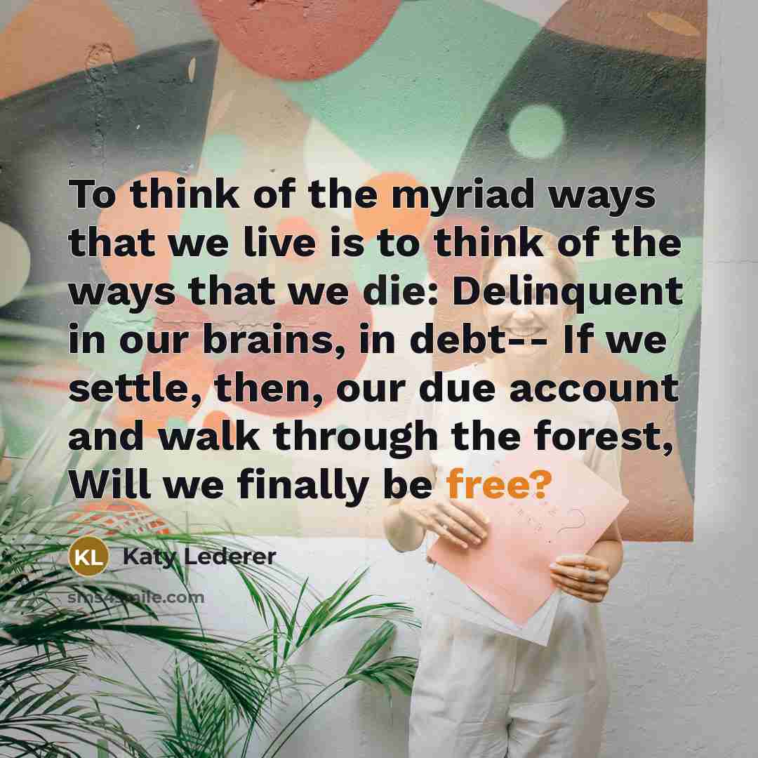 “To think of the myriad ways that we live is…” quote by Katy Lederer