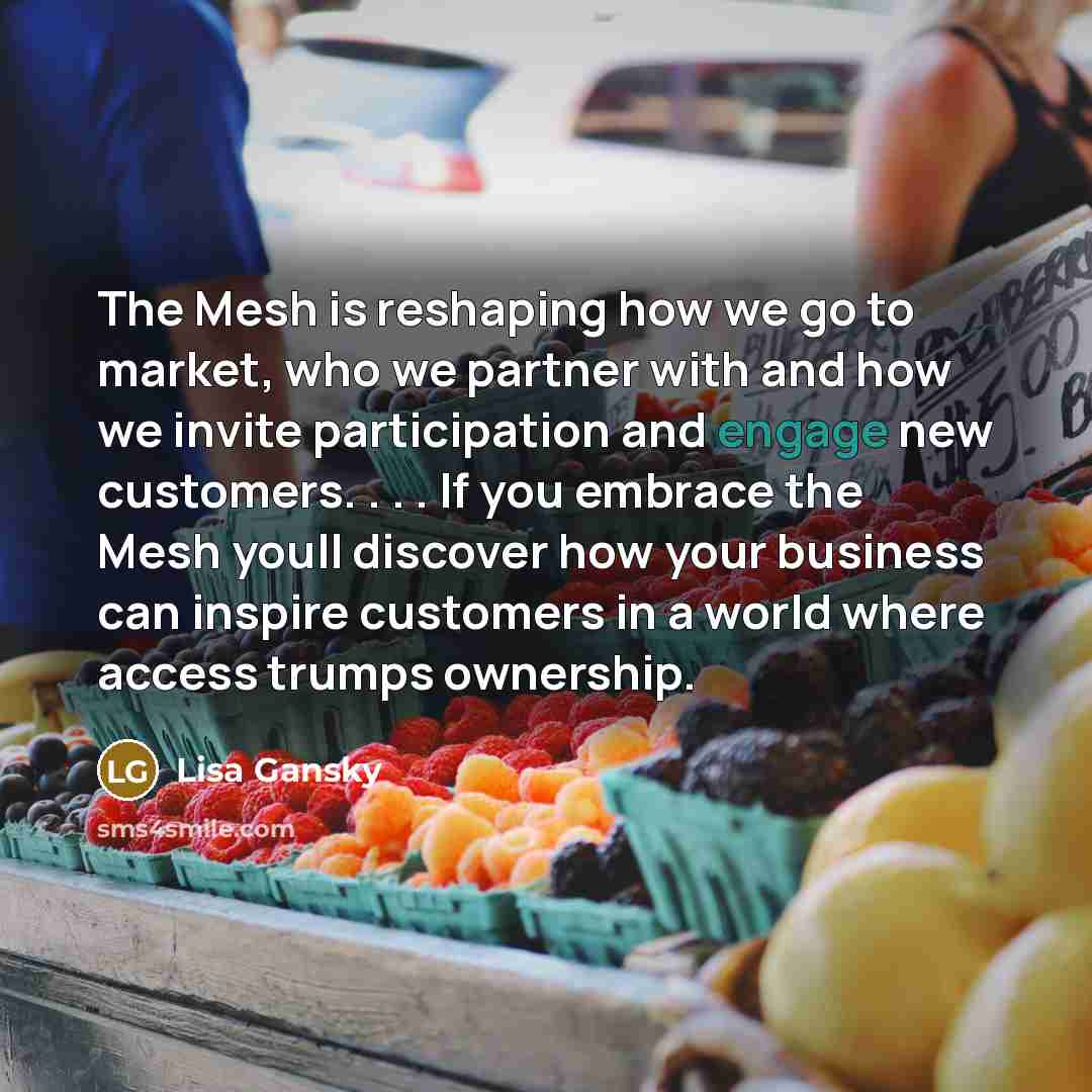 “The Mesh is reshaping how we go to market, who…” quote by Lisa Gansky