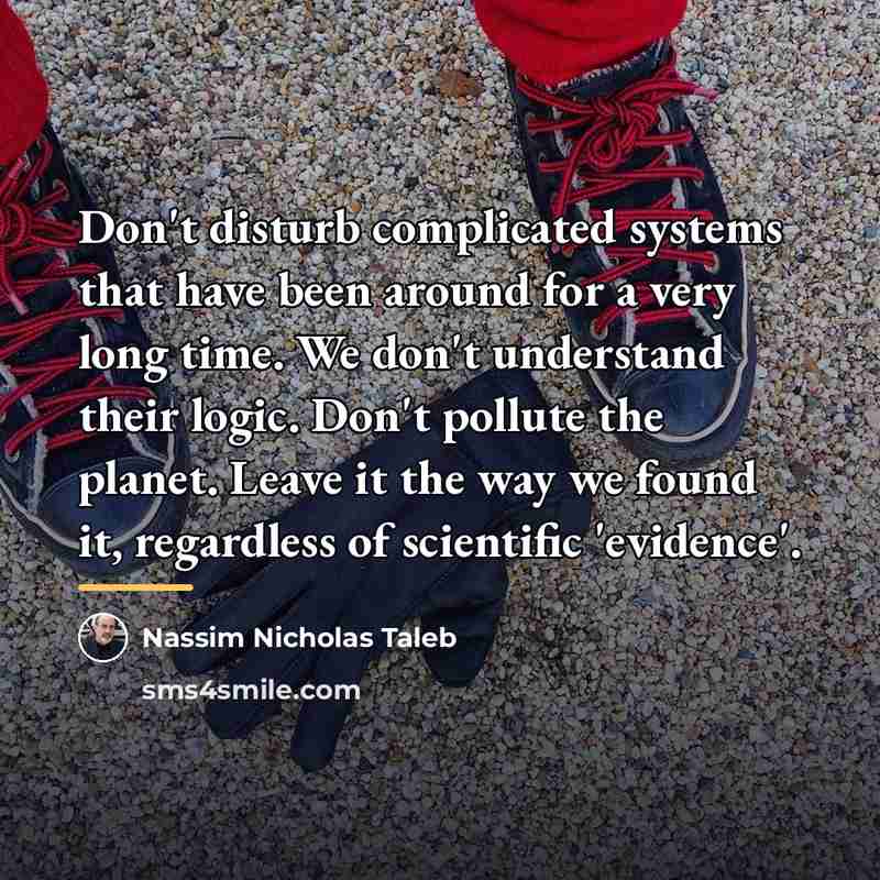 “Don't disturb complicated systems that have been around for a…” quote by Nassim Nicholas Taleb