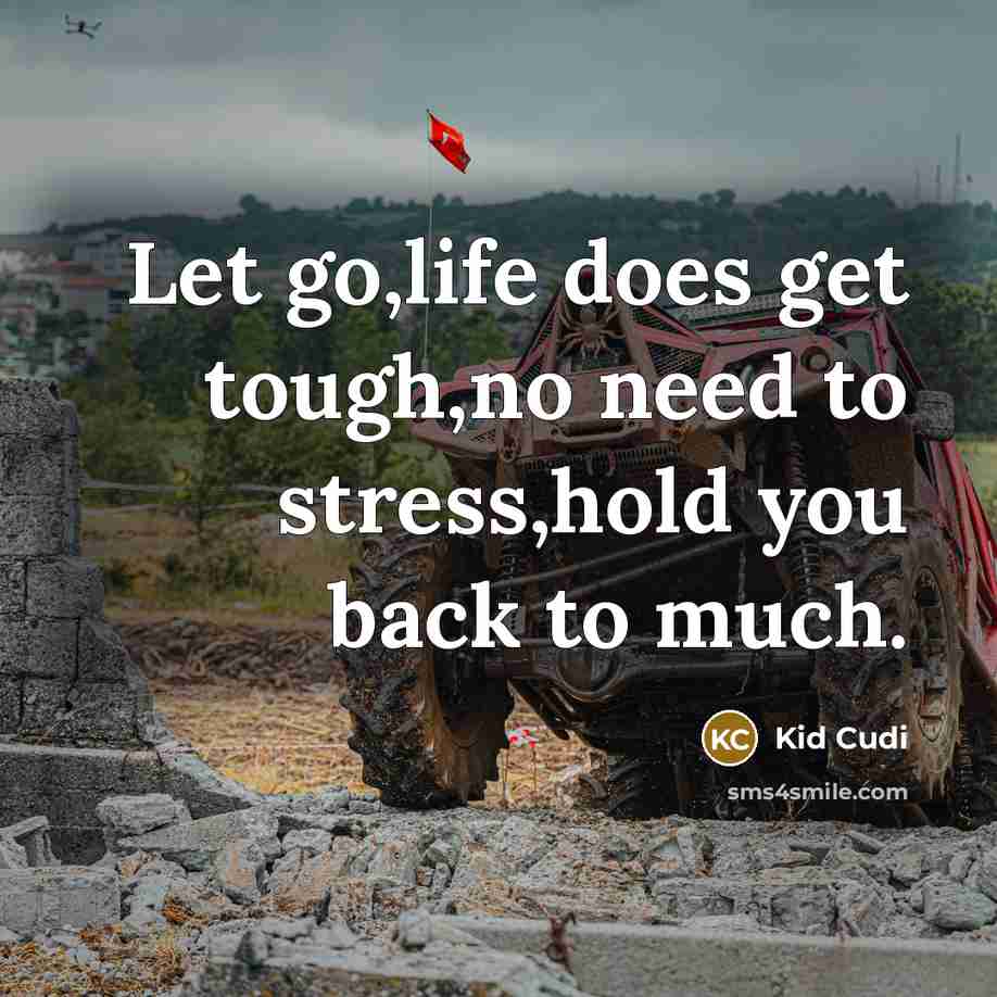 “Let go,life does get tough,no need to stress,hold you back…” quote by Kid Cudi