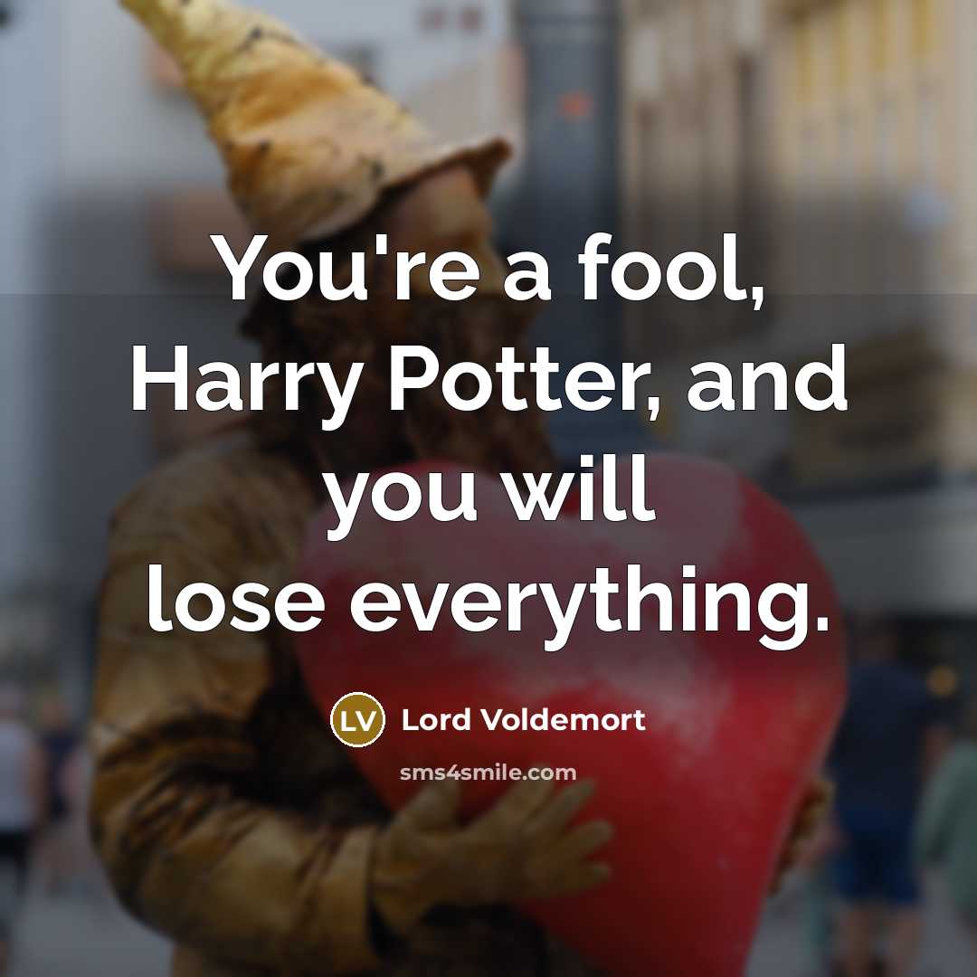 “You're a fool, Harry Potter, and you will lose everything.” quote by Lord Voldemort