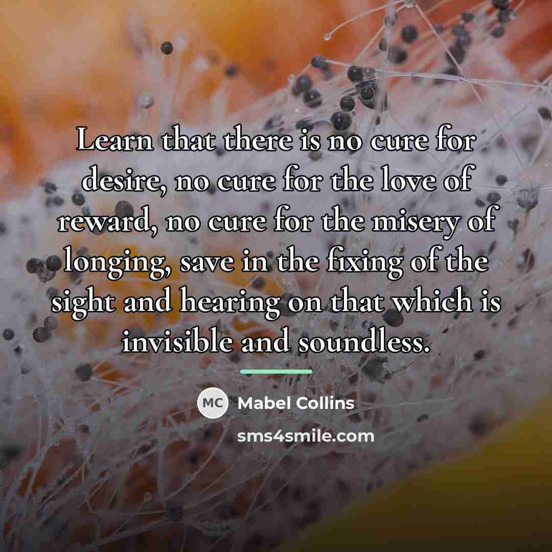 “Learn that there is no cure for desire, no cure…” quote by Mabel Collins