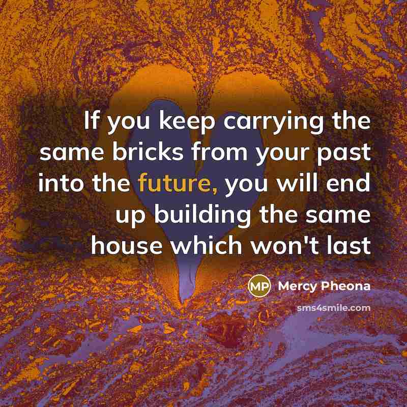 “If you keep carrying the same bricks from your past into the future, you will end up building the same house which won't last” quote by Mercy Pheona