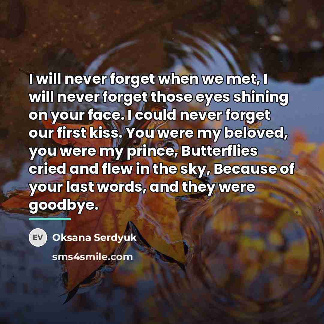 “I will never forget when we met, I will never…” quote by Oksana Serdyuk