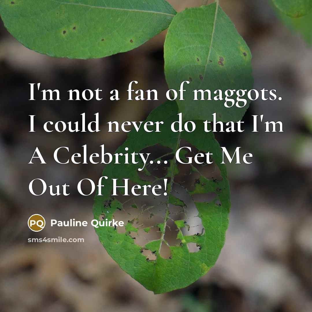 “I'm not a fan of maggots. I could never do that I'm A Celebrity... Get Me Out Of Here!” quote by Pauline Quirke