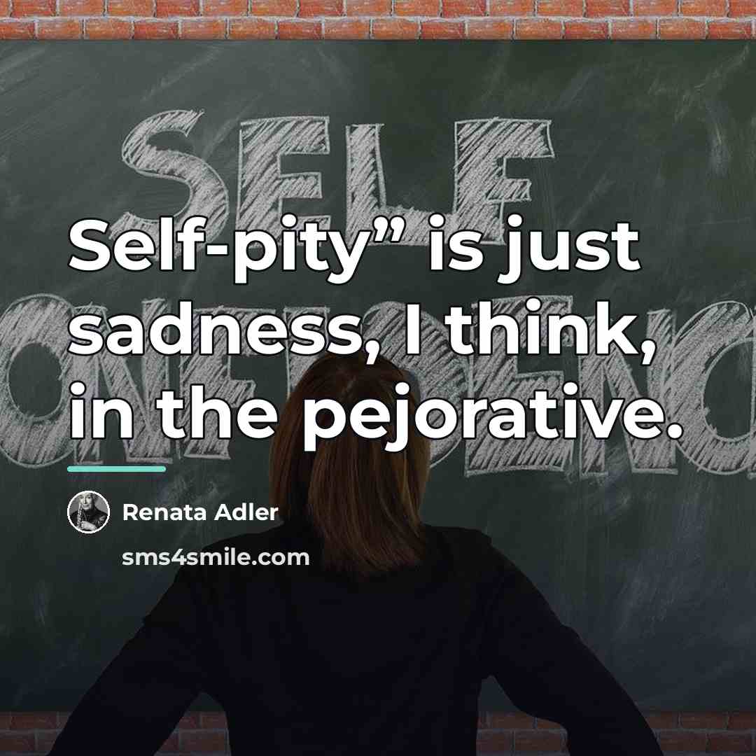 “Self-pity” is just sadness, I think, in the pejorative.…” quote by Renata Adler