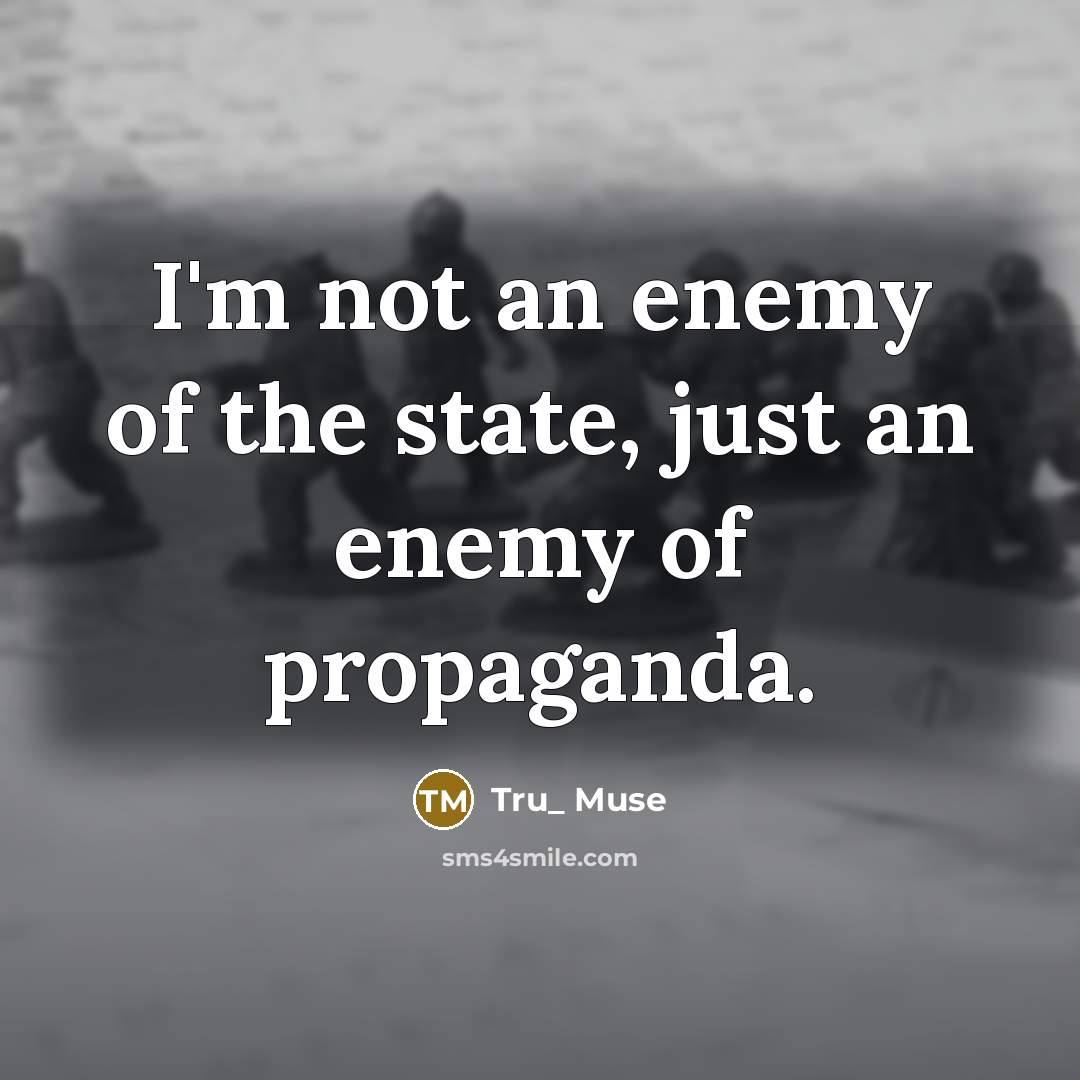 “I'm not an enemy of the state, just an enemy of propaganda.” quote by Tru_ Muse