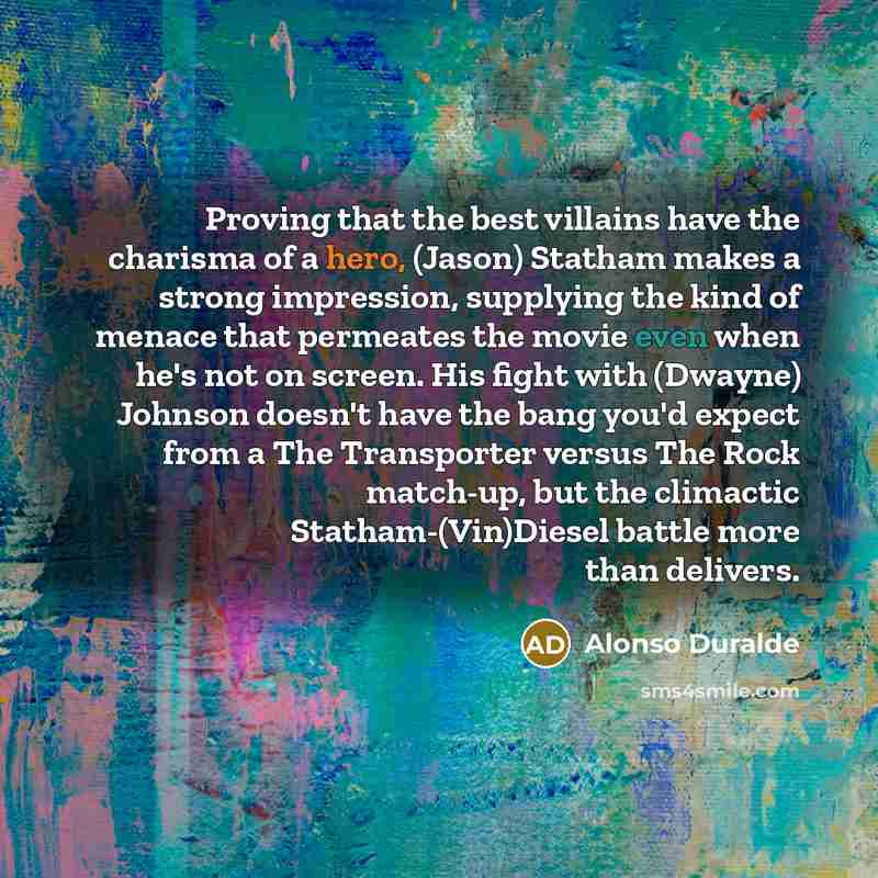 “Proving that the best villains have the charisma of a…” quote by Alonso Duralde