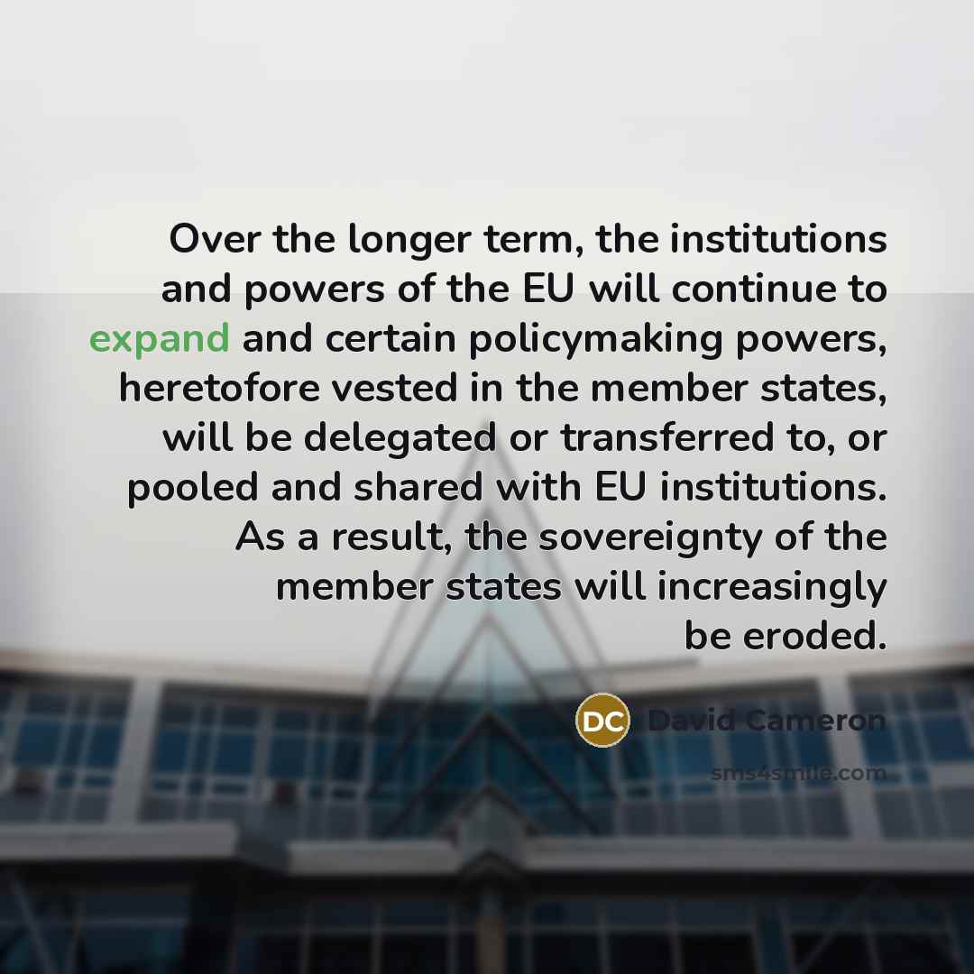 “Over the longer term, the institutions and powers of the…” quote by David Cameron