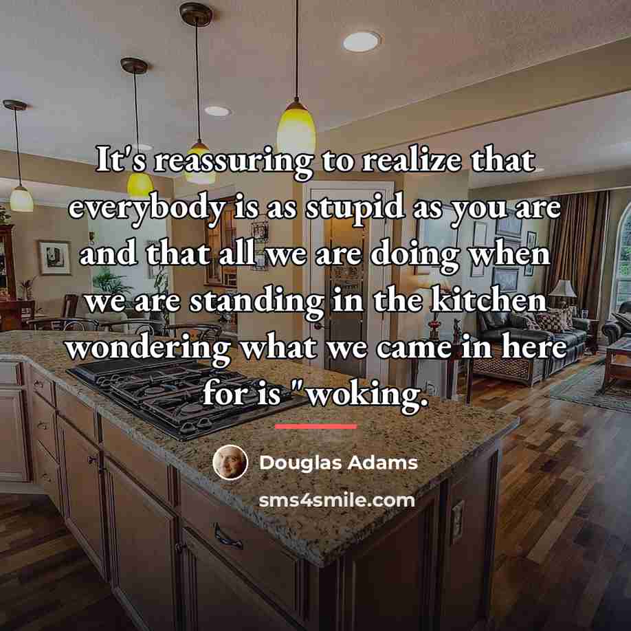 “It's reassuring to realize that everybody is as stupid as…” quote by Douglas Adams