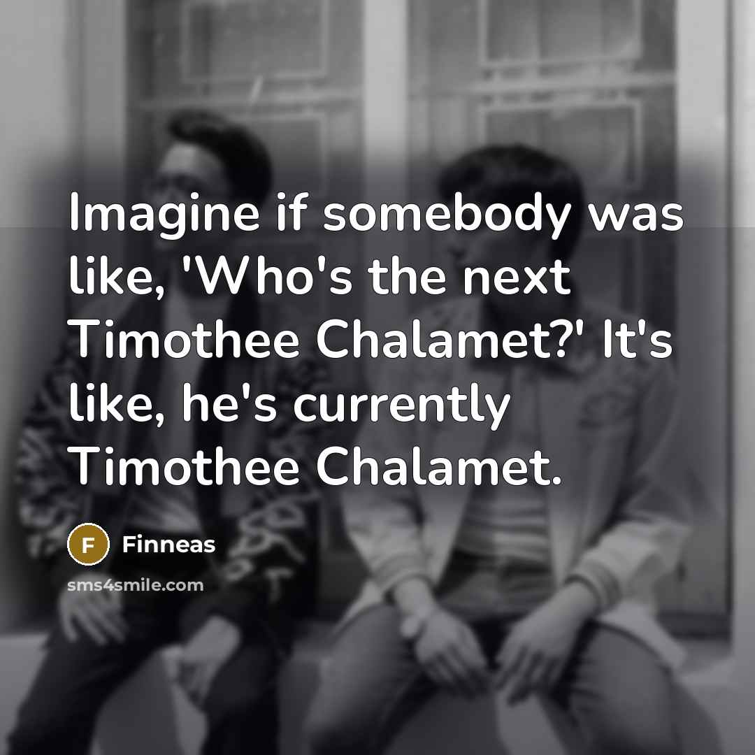 “Imagine if somebody was like, 'Who's the next Timothee Chalamet?'…” quote by Finneas