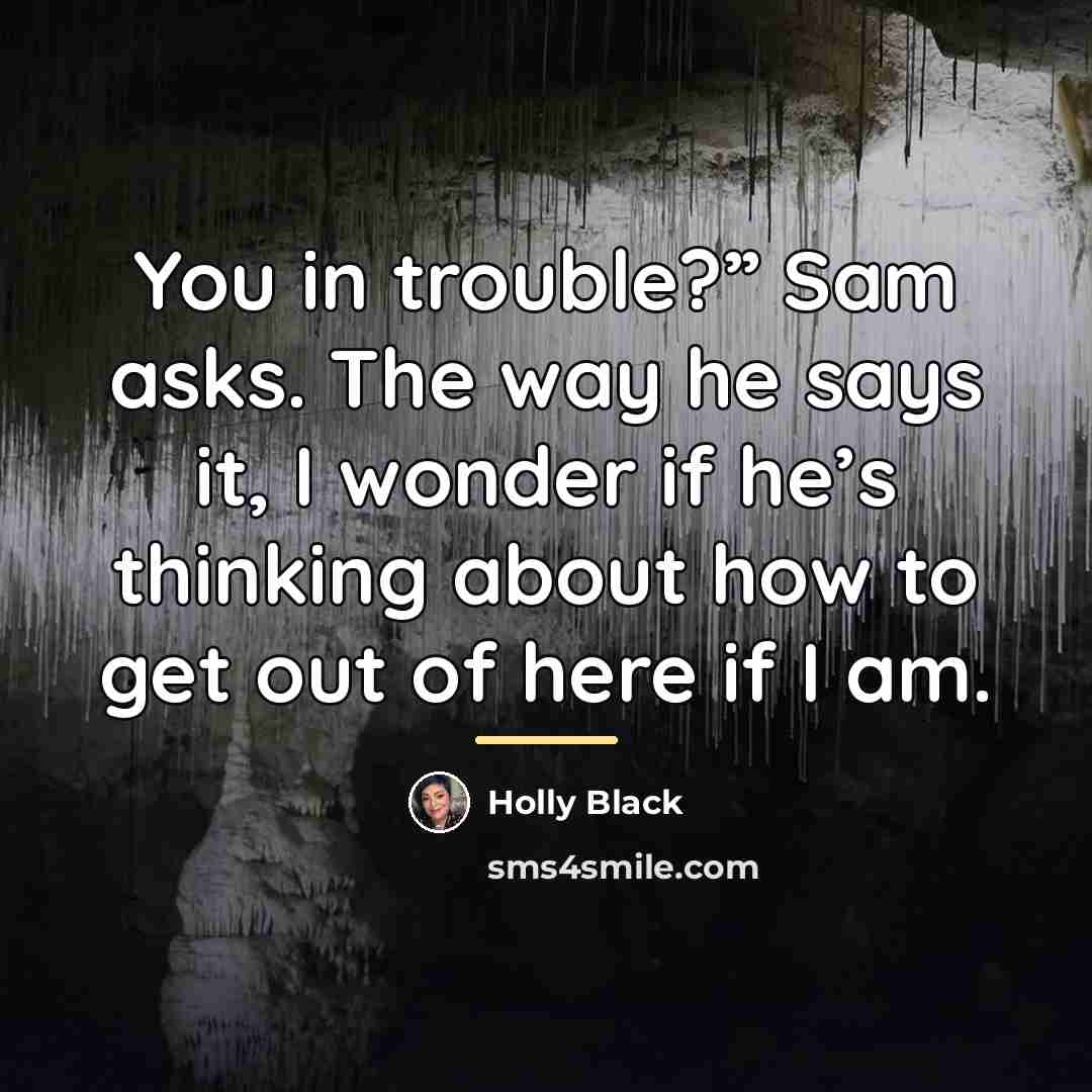 “You in trouble?” Sam asks. The way he says it,…” quote by Holly Black