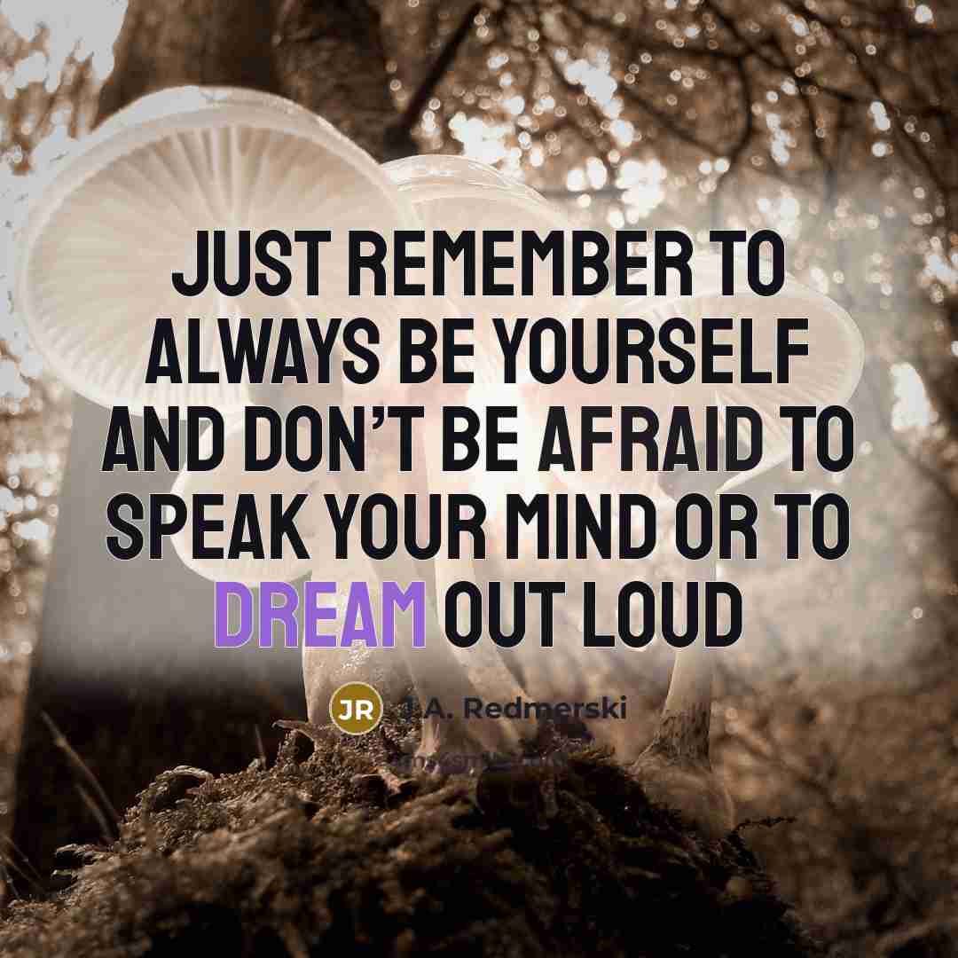 “Just remember to always be yourself and don’t be afraid…” quote by J.A. Redmerski