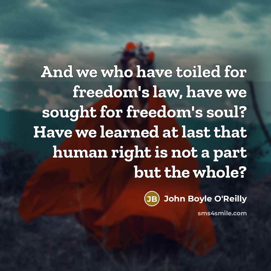 “And we who have toiled for freedom's law, have we…” quote by John Boyle O'Reilly