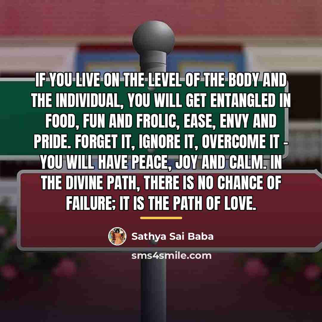 “If you live on the level of the Body and…” quote by Sathya Sai Baba